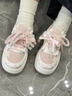 森馬韓版奶fufu星星蝴蝶綁帶板鞋子女厚底運動(dòng)女鞋校園2025加絨休閑鞋 白粉色加絨【加絨建議拍大一碼 37 曬單實(shí)拍圖
