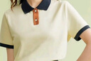 佐丹奴短袖Polo衫女減齡撞色彈力珠地布翻領(lǐng)短袖上衣05314394 曬單實(shí)拍圖
