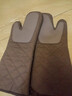 硅膠防燙手套加長(cháng)隔熱加厚廚房烤箱烘焙耐高溫防滑防熱微波爐 硅膠咖色 長(cháng)43CM（豁口夾皮）（500°左右） 均碼 曬單實(shí)拍圖