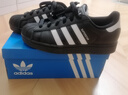 阿迪達斯（adidas）三葉草男鞋女鞋 25冬季新款運動(dòng)鞋情侶金標貝殼頭百搭休閑鞋板鞋 黑色貝殼頭白標/JI0079&JH9977 38.5 內長(cháng)235MM 曬單實(shí)拍圖