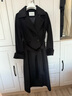 鄂爾多斯1980秋冬羊毛羊絨西裝領(lǐng)中長(cháng)款系帶通勤女毛呢大衣 寶石黑 M 160/84A 曬單實(shí)拍圖
