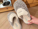 BIBK踩屎感棉拖鞋男士冬季家居室內2025新款厚底防滑軟底保暖毛絨棉拖 淺灰【擼貓感】 42 42/43 【適合腳穿】 曬單實(shí)拍圖