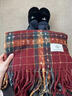 新款美拉德仿羊絨格子圍巾女秋冬季加厚保暖披肩兩用純色學(xué)生圍脖 大版 星星漿果紅 顯白 曬單實(shí)拍圖