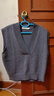 Navigare意大利小帆船女士全羊毛背心寬松休閑V領(lǐng)毛衣2334964501 灰 M  曬單實(shí)拍圖