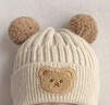 兔兔大文嬰幼兒帽子秋冬季0-6-12個(gè)月加厚保暖護耳一體兒童針織帽3歲寶寶 小熊護耳米白，棉布內里 頭圍42-50cm（建議0-3歲） 曬單實(shí)拍圖