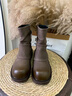 ZHR平底短靴女加絨褲管堆堆靴高級質(zhì)感西部曠野騎士旅游靴潮流顯瘦 黑色 【單里】 37 曬單實(shí)拍圖