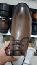 百麗男鞋商務(wù)正裝皮鞋休閑增高軟底真皮鞋A0917 棕色-內增高 43 曬單實(shí)拍圖