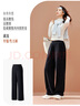 安踏（ANTA）自由褲 | 彎刀褲女秋冬新款寬松直筒闊腿長(cháng)褲加絨保暖休閑香蕉褲 【窄版彎刀褲-利落垂順】基礎黑-4 L (女170) 曬單實(shí)拍圖