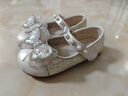 富羅迷女童皮鞋春秋亮片蝴蝶結方口公主鞋軟底透氣校園演出鞋 杏色  26  曬單實(shí)拍圖