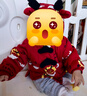 papa爬爬冬季新款男女寶寶新年棉服嬰兒夾棉外套外出保暖可愛(ài)龍年 紅色 80 cm 曬單實(shí)拍圖