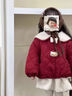 G.duck小黃鴨女童冬季加絨加厚棉襖寶寶甜美可愛(ài)超萌外套嬰幼兒小童棉衣 大翻領(lǐng)貓咪款棉衣【紅色】 110 cm 曬單實(shí)拍圖