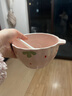 少女心草莓雙耳碗勺加厚湯碗沙拉碗飯碗家用碗高顏值釉下彩餐具 淺粉草莓雙耳碗（1碗1勺） 2件套 曬單實(shí)拍圖