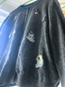 Basic House/百家好卡通刺繡圓領(lǐng)毛衣秋冬減齡綿羊毛撞色開(kāi)衫外套 灰色 M 105-120斤 曬單實(shí)拍圖