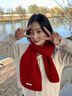 織錦樓純羊毛圍巾女秋冬季圍巾紅色保暖高級感針織圍脖禮盒禮物 棗紅色 曬單實(shí)拍圖