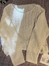 美洋（MEIYANG）茉莉初雪針織衫【白月光二號】半鏤空長(cháng)袖罩衫 米白色  曬單實(shí)拍圖