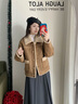 香影麂皮絨外套女2025冬季新款駝色美拉德仿皮草加絨翻領(lǐng)皮毛一體 駝色 S 155/80A/85-95斤 曬單實(shí)拍圖