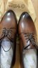 金利來(lái)（Goldlion）【新年禮物】男鞋商務(wù)正裝皮鞋舒適擦色德比鞋55013044442A淺棕41 曬單實(shí)拍圖