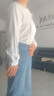羅蒙（ROMON）法式洋氣襯衣職業(yè)通勤POLO領(lǐng)長(cháng)袖白色雪紡襯衫女春秋設計感上衣 白色（面料） S 建議90-105斤 曬單實(shí)拍圖
