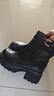 百思圖冬季新款通勤圓頭粗跟女短靴厚底增高馬丁靴F2012DD5 黑色 38 曬單實(shí)拍圖