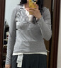 UR2026春季新款女裝潮流假兩件撞色拼接連帽長(cháng)袖T恤UYV450243 淺灰花灰 L 曬單實(shí)拍圖