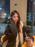 億梵莎美式座山雕冬季加厚棉衣襖絨2025新款棉服女釘珠開(kāi)衫毛領(lǐng)麂皮外套 黑色 均碼 （可聯(lián)系客服備注碼數） 曬單實(shí)拍圖