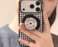 PopSockets【黑夜浪漫·手機殼】泡泡騷手機支架氣囊伸縮防摔手機殼黑白棋盤(pán)iPhone 17/16 Pro Max手機保護套 黑白棋盤(pán) iPhone 17 Pro 曬單實(shí)拍圖