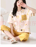 浪莎女士睡衣女夏印花七分褲短袖套裝簡(jiǎn)約圓領(lǐng)可外穿寬松家居服套裝 曬單實(shí)拍圖