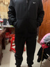 運動(dòng)套裝男秋季2025新款開(kāi)衫衛衣純棉加絨男款休閑寬松跑步運動(dòng)服 黑白色-春秋束腳-三件套 3XL【150-165斤】 曬單實(shí)拍圖
