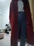 皮爾卡丹（pierre cardin）秋冬紅色雙面羊絨大衣女中長(cháng)款加厚毛呢外套寬松過(guò)膝呢子大衣 酒紅色 M 【90-120斤】 曬單實(shí)拍圖