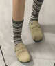 莫代爾羊毛條紋襪子女中筒襪秋冬加厚保暖配勃肯鞋羊絨堆堆長(cháng)襪 曬單實(shí)拍圖