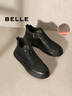 百麗（Belle）休閑短靴男冬季商場(chǎng)同款加絨牛皮高幫板鞋8DS01DD3 黑色毛里 42 曬單實(shí)拍圖