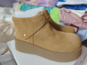 百麗（Belle）復古絨面勃肯鞋女2025冬新商場(chǎng)同款厚底加絨休閑短靴E6F1DDD5預售 棕色-薄絨 40 曬單實(shí)拍圖