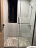 東鵬（DONGPENG）淋浴房三聯(lián)動(dòng)推拉門(mén)一字形衛生間隔斷干濕分離玻璃浴室隔斷沐浴房 注：先發(fā)石基50/套【不單發(fā)】 升級1.0壁厚不銹鋼+2cm極窄邊框 曬單實(shí)拍圖