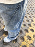 雪茜曼淺藍色復古水洗彎刀牛仔褲女秋季新款設計感寬松闊腿香蕉褲子 曬單實(shí)拍圖