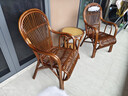 菲梵居天然真藤藤椅三件套陽(yáng)臺庭院高靠背椅老人椅藤編休閑椅家用騰椅子 板栗色2藤椅+1茶幾 / 送坐墊玻璃 天然真藤全藤編 曬單實(shí)拍圖