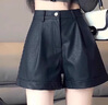 皮短褲女秋季2026新款高腰顯瘦a字春秋款棕色闊腿pu皮褲外穿靴褲 黑色 2XL 【建議135-150斤】 曬單實(shí)拍圖