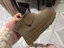 百麗踏厚底雪地靴女2025冬季新款防水加厚短筒東北棉鞋防滑加絨保暖短靴 卡其色 40 曬單實(shí)拍圖