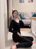莫代爾女士保暖內衣女純棉2025秋冬新款百搭薄款修身保暖秋衣秋褲套裝女 55套裝-撞色 L 100-120斤 曬單實(shí)拍圖