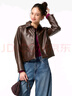 優(yōu)衣庫女裝仿皮短茄克/外套休閑時(shí)尚翻領(lǐng)夾克480060 38 深褐色 M /160/84A 曬單實(shí)拍圖