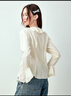 樂(lè )町甜美少女感白色荷葉邊襯衫女夏季新款時(shí)尚百搭肌理感襯衣 米白（現貨） XS 曬單實(shí)拍圖