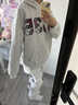 莎趣禾美式高街印花白色牛仔褲男女vibe寬松微喇手掌印花褲子手掌印褲子 白色 S 曬單實(shí)拍圖