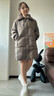 雪中飛羽絨服女中長(cháng)款2025冬拼接翻領(lǐng)毛領(lǐng)寬松保暖厚外套31092 咖啡色 S (160/84A) 曬單實(shí)拍圖