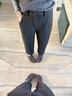逸陽(yáng)加絨九分鐮刀褲女冬季高腰顯瘦百搭寬松垂感哈倫休閑白色褲子 深咖色 30 曬單實(shí)拍圖