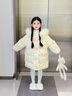 G.duck小黃鴨女童羽絨棉服中長(cháng)款兒童外套防寒服韓版女孩冬裝大毛領(lǐng)保暖 淺黃色 110 尺碼4~5歲【100-110cm】 曬單實(shí)拍圖