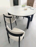 上林春天實(shí)木餐桌椅組合 意式極簡(jiǎn)巖板餐桌可伸縮折疊小戶(hù)型家用圓桌子 【格調黑】純白巖板+羊角椅*4 120cm *76cm*75cm【直邊款】 曬單實(shí)拍圖