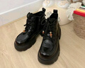 卓詩(shī)尼厚底馬丁靴女2025秋冬新款英倫風(fēng)小個(gè)子爆款串珠單靴增高加絨短靴 黑色-絨里 35 曬單實(shí)拍圖