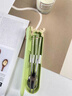 施錦德國品質(zhì)餐具收納盒筷子勺子套裝兒童便攜卡通小學(xué)生不銹鋼三件套 綠色小鹿【勺+筷】贈貼紙 1件套 曬單實(shí)拍圖
