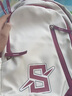 盛馳書(shū)包女高中大學(xué)生美式復古大容量背包韓版潮流百搭初中生雙肩包男 白紅色 無(wú)掛件 曬單實(shí)拍圖