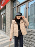 玖姿·安娜蔻休閑通勤減齡連帽短款發(fā)熱鵝絨羽絨服女2025冬季新款 卡其 S 曬單實(shí)拍圖