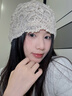 七色紡針織帽女薄款四季甜美文藝鏤空編織帽子毛線(xiàn)帽顯臉小包頭帽 米色 曬單實(shí)拍圖